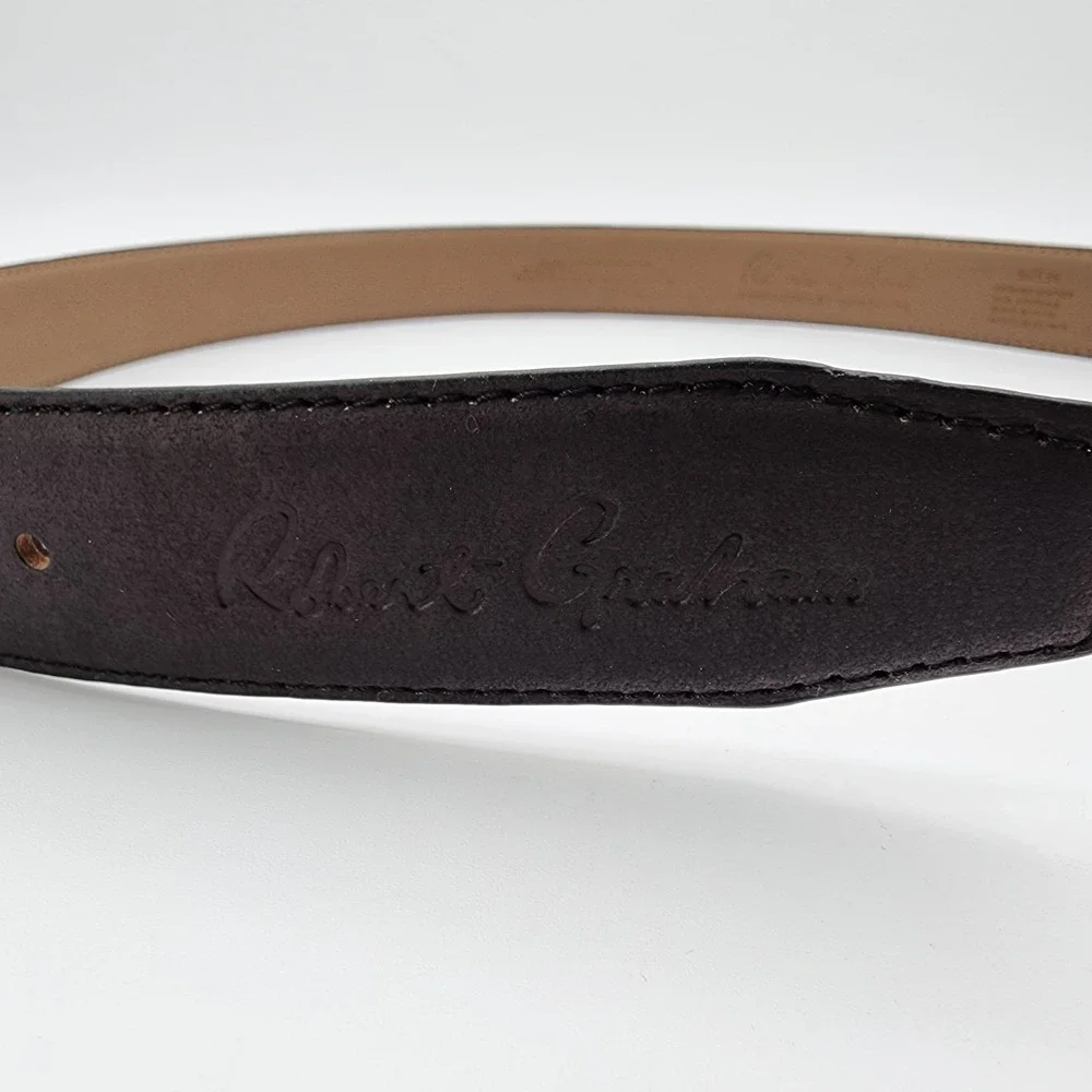 ROBERT GRAHAM Signature Ripaso Rich Black Leather Belt‎ Mens Size 36 NEW w/ Tag
